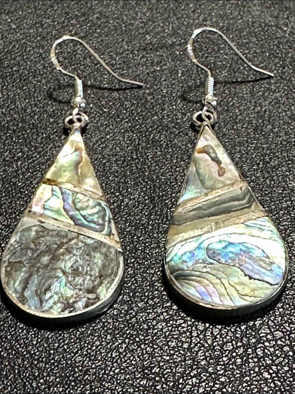 HECHO EN Mexico Artistry Abalone Inlay Silver Teardrop Earrings